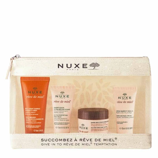 Nuxe Reve De Miel Travel Kit Rêve de Miel Ultra-Rich Cleansing Gel + Ultra-Comforting Face Balm + Melting Honey Body Oil Balm + Hand & Nail Cream