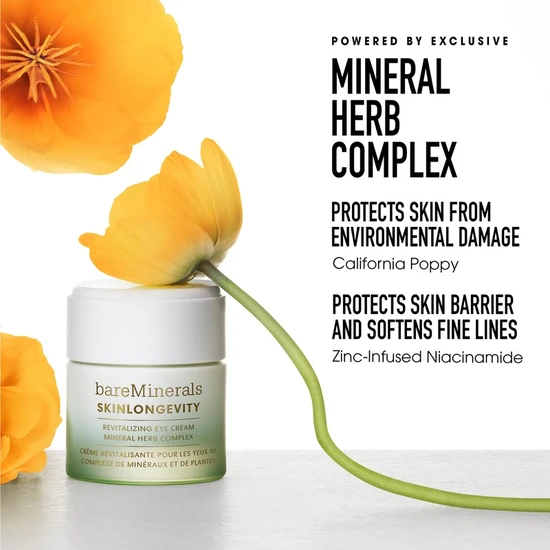 bareMinerals Skinlongevity Revitalising Eye Cream Mineral Herb Complex 15ml