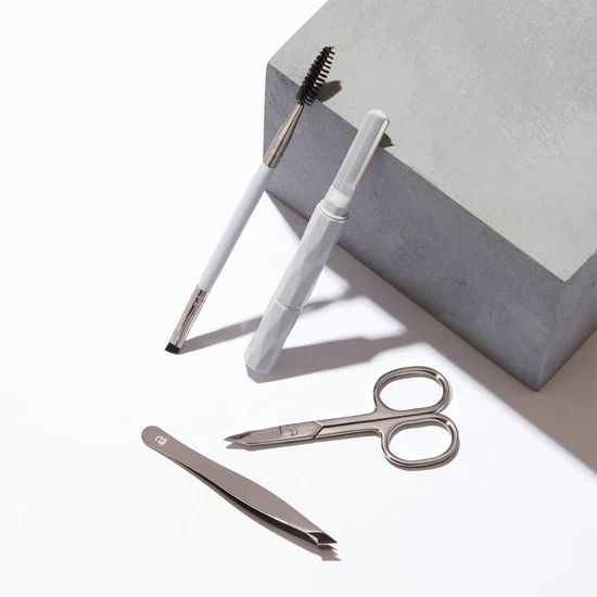 Eyeko Brow Grooming Kit Brow Brush & Spoolie + Scissors + Tweezers + Brow Razor + Pouch