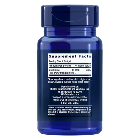Life Extension Low Dose Vitamin K2 MK-7 45mcg Softgels 90 Softgels