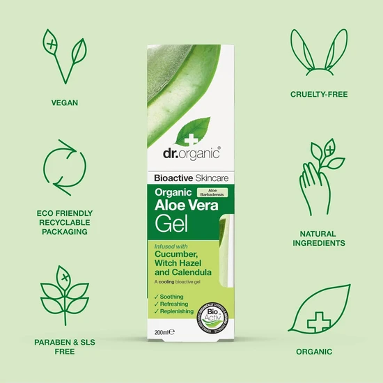 Dr. Organic Organic Aloe Vera Gel With Cucumber & Witch Hazel 200ml