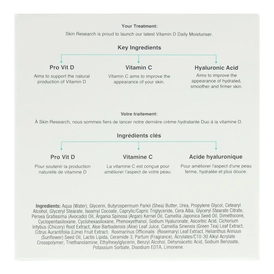 Skin Research Anti-Ageing Vitamin D With Hyaluronic Acid & Vitamin C Duo Moisturiser 50ml
