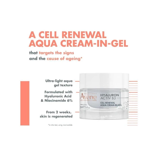 Avène Hyaluron Activ B3 Cell Renewal Aqua Cream-in-Gel For Ageing Skin 50ml