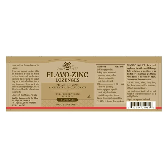 Solgar Flavo-Zinc Lozenges 50 Lozenges