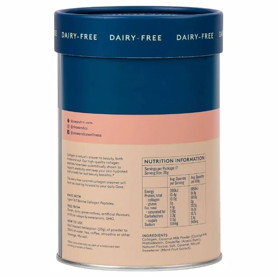 Dose & Co Dairy Free Collagen Creamer Caramel 340g