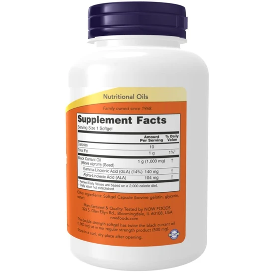 NOW Foods Black Currant Oil, 1000mg Softgels 100 Softgels