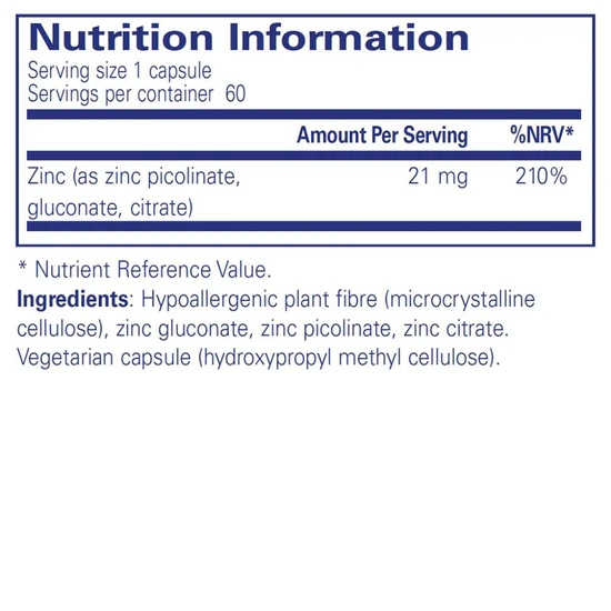 Pure Encapsulations Zinc Complex Capsules 60 Capsules