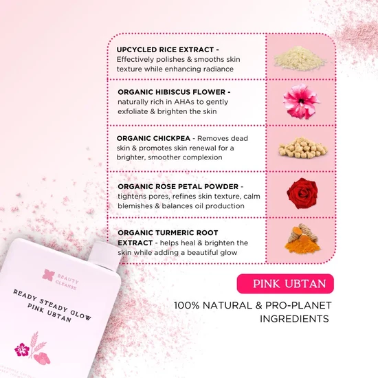 Beauty Cleanse Pink Ubtan Vegan Powder Cleanser & Face Mask