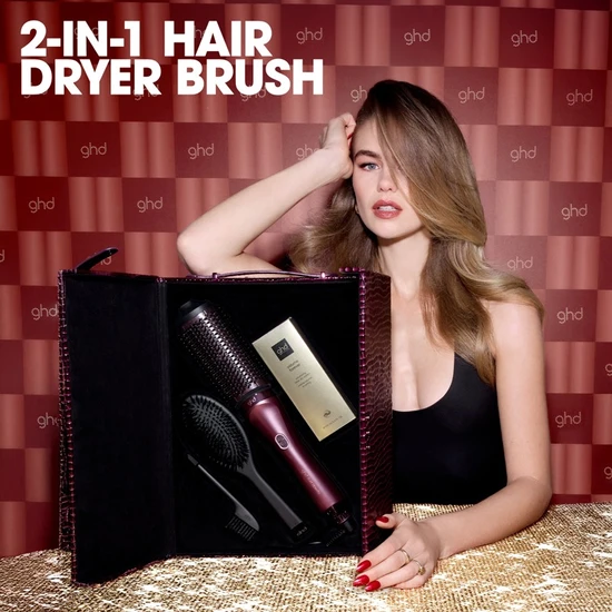ghd Duet Blow Dry Hair Dryer Brush Christmas Gift Set Cherry Chic