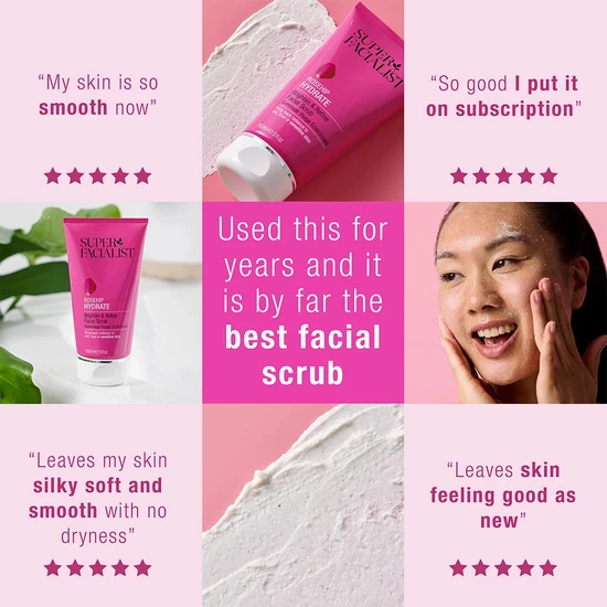 Super Facialist Rose Hydrate Brighten & Refine Facial Scrub 150ml