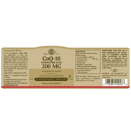 Solgar CoQ-10 200mg Vegicaps 30 Vegicaps