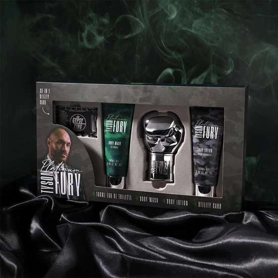 Tyson Fury Platinium Gift Set 100ml Eau De Toilette + 100ml Body Wash + 100ml Body Lotion + Utility Card