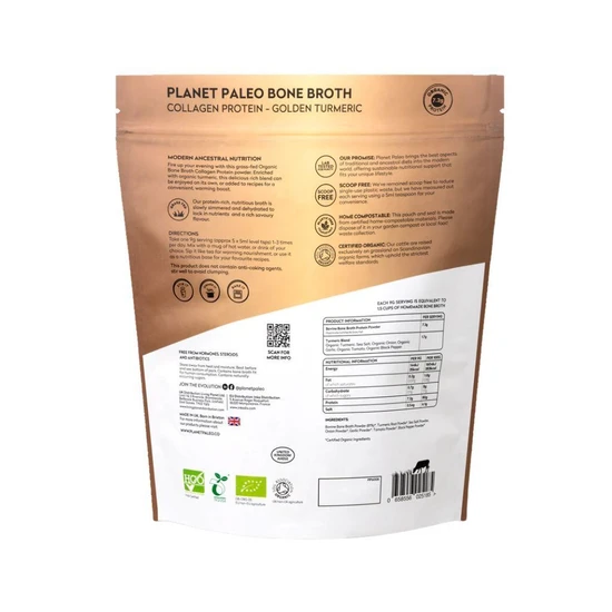 Planet Paleo Organic Bone Broth Collagen Protein Golden Turmeric 450g