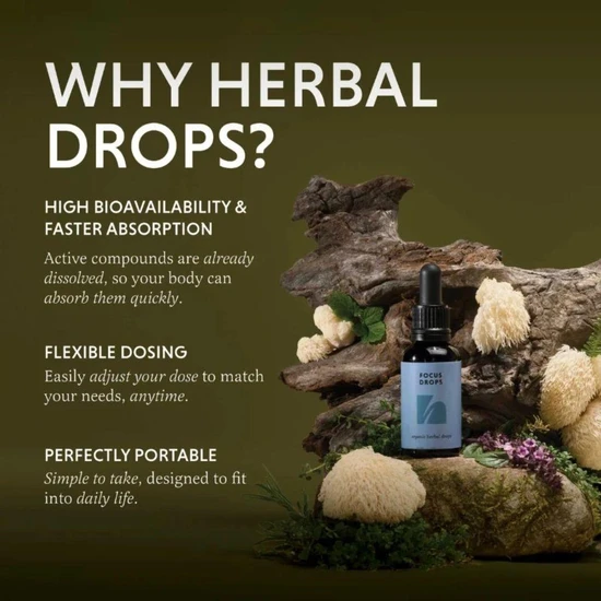 The Herbtender Organic Focus Drops 30ml