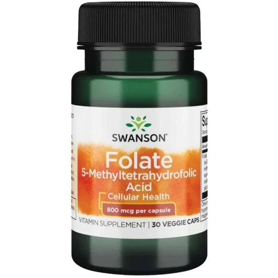 Swanson Folate 5-Methyltetrahydrofolic Acid 800mcg - 30 Capsules