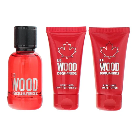 Dsquared2 Red Wood Eau De Toilette 50ml, Shower Gel 50ml + Body Lotion 50ml
