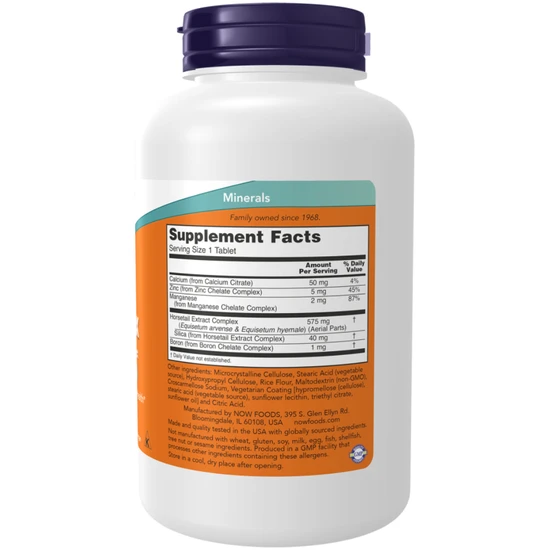 NOW Foods Silica Complex With Horsetail Extract 180 Tablets