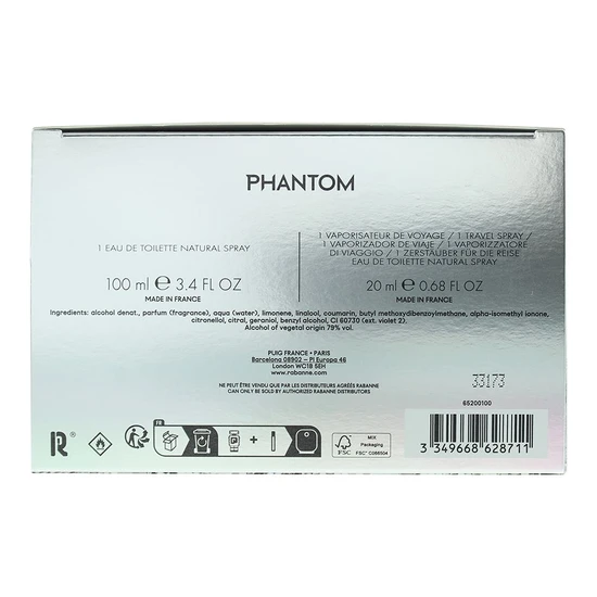 Paco Rabanne Phantom Eau De Toilette 100ml + 20ml Gift Set 100ml