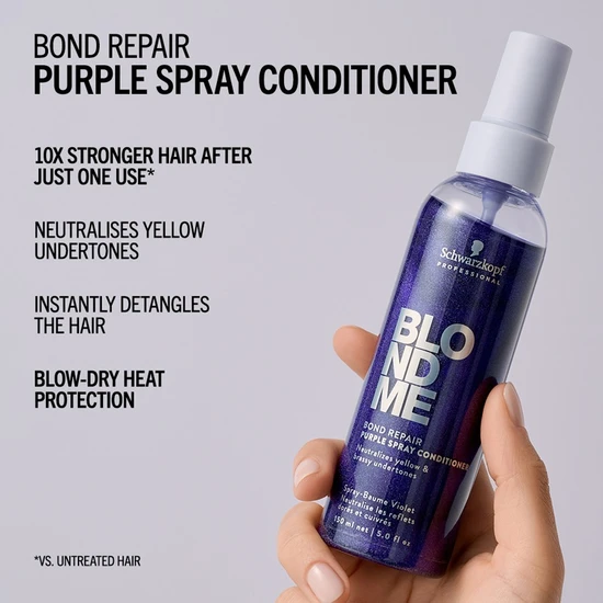 Schwarzkopf BlondMe Bond Repair Purple Neutralising Spray Conditioner 150ml