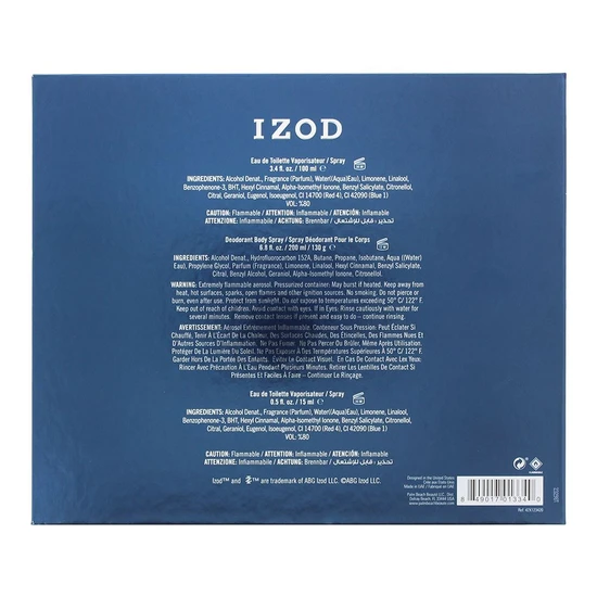Izod Eau De Toilette Gift Set 100ml Eau De Toilette, 200ml Body Spray & 15ml Eau De Toilette Spray