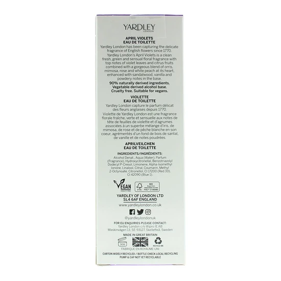 Yardley April Violets Eau De Toilette 125ml