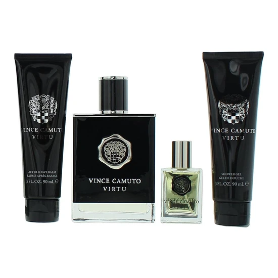 Vince Camuto Virtu Gift Set 100ml Eau De Toilette + 15ml Eau De Toilette + 90ml Aftershave Balm + 90ml Shower Gel