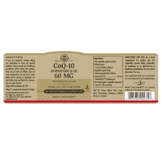 Solgar CoQ-10 60mg Vegicaps 30 Vegicaps