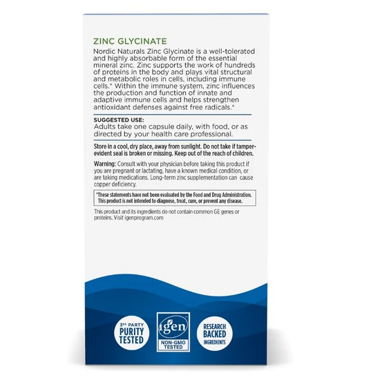 Nordic Naturals Zinc Glycinate 20mg Capsules 60 Capsules