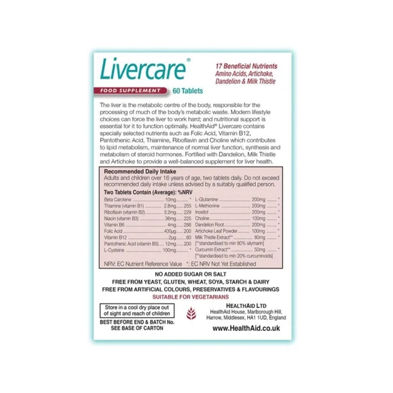 Health Aid LiverCare Tablets 60 Tablets