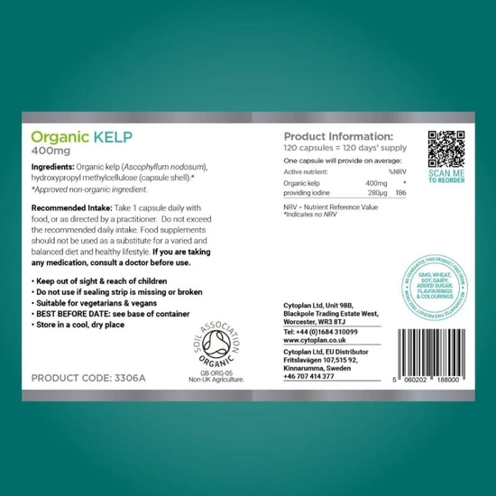Cytoplan Organic Kelp 400mg Capsules 120 Capsules