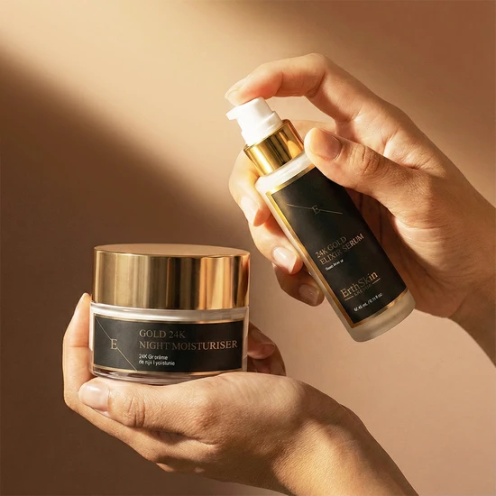 Erth Skin London Anti-Wrinkle Elixir Serum 24k Gold + Anti-Wrinkle Night Moisturiser 24k Gold