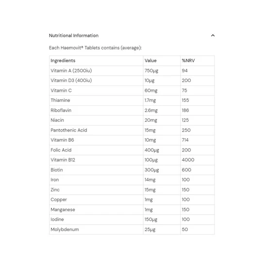 Health Aid Haemovit Tablets 30 Tablets