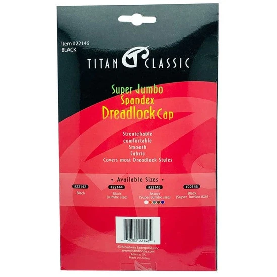 Titan Donna Spandex Dreadlock Cap super jumbo size / 22146 black