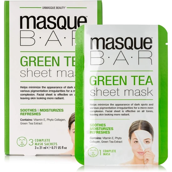 Masque Bar Green Tea Sheet Mask 3 x 21ml