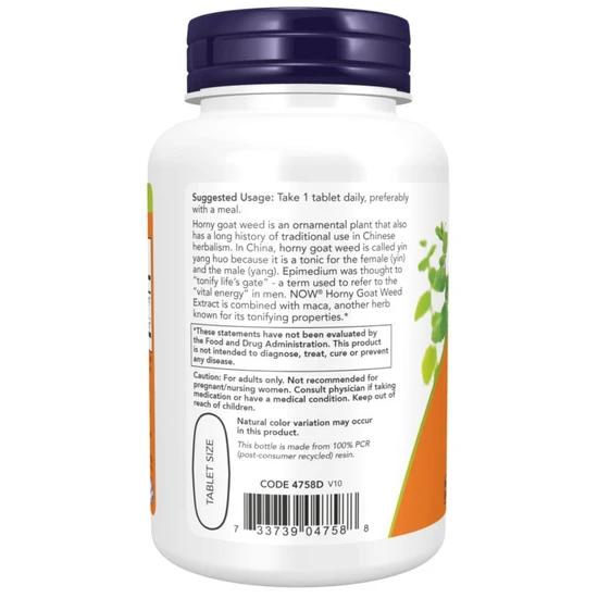 NOW Foods Horny Goat Weed Extract 750mg - 90 Tablets