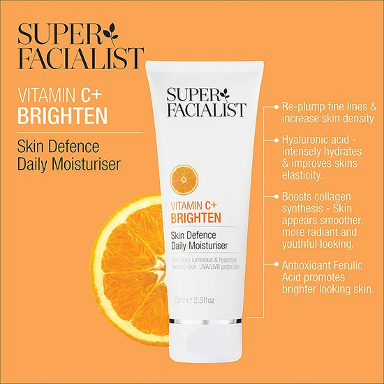 Super Facialist Vitamin C + Brighten Skin Defence Daily Moisturiser 75ml