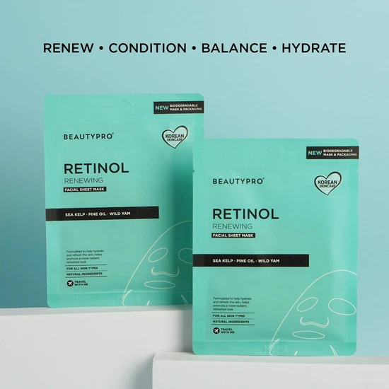 BeautyPro Retinol Renewing Facial Sheet Mask RETINOL Renewing Facial Sheet Mask