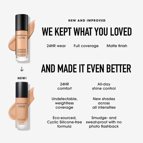 bareMinerals Barepro 24hr Matte Comfort Liquid Foundation Light 27 Cool 30ml