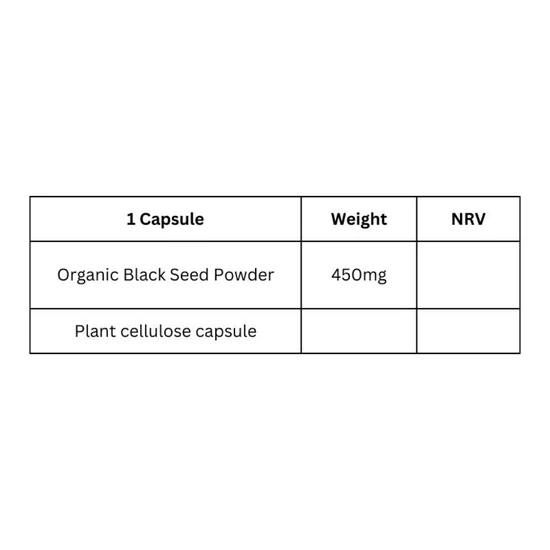 Viridian Organic Black Seed 450mg Veg Capsules 30 Capsules
