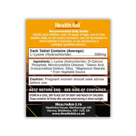 Health Aid L-Lysine 500mg Tablets 60 Tablets
