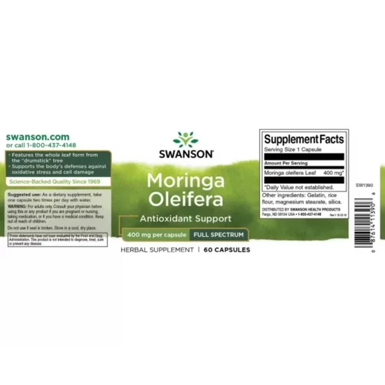 Swanson Moringa Oleifera Capsules 400mg - 60 Capsules