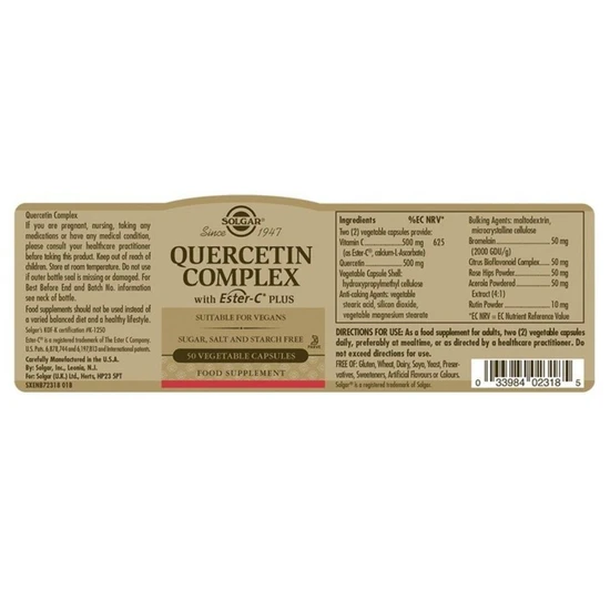 Solgar Quercetin Complex Vegicaps 50 Vegicaps