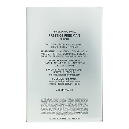 New Brand Free Man Eau De Toilette 100ml