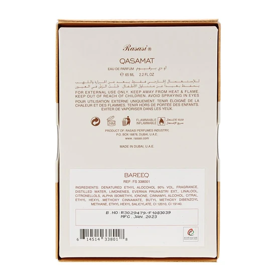 Rasasi Qasamat Bareeq Eau De Parfum 65ml