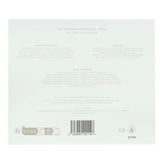 Creed Mini Gift Set: Aventus For Her Eau De Parfum, Carmina Eau De Parfum, Wind Flowers Eau De Parfum 10ml