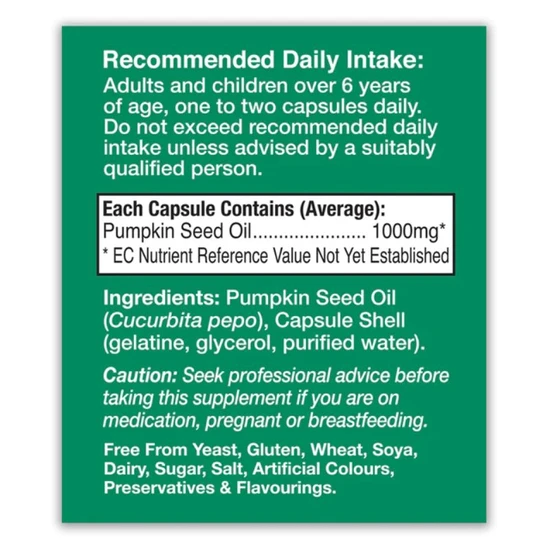 Health Aid Pumpkin Seed Oil 1000mg 60 Capsules