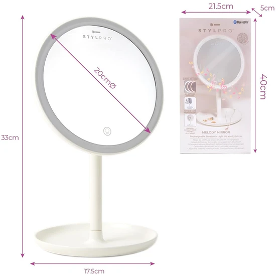 Stylpro Melody Rechargeable Bluetooth Mirror