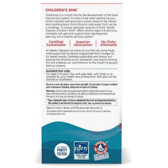 Nordic Naturals Children's DHA, 250mg Omega-3 Strawberry 90 mini softgels