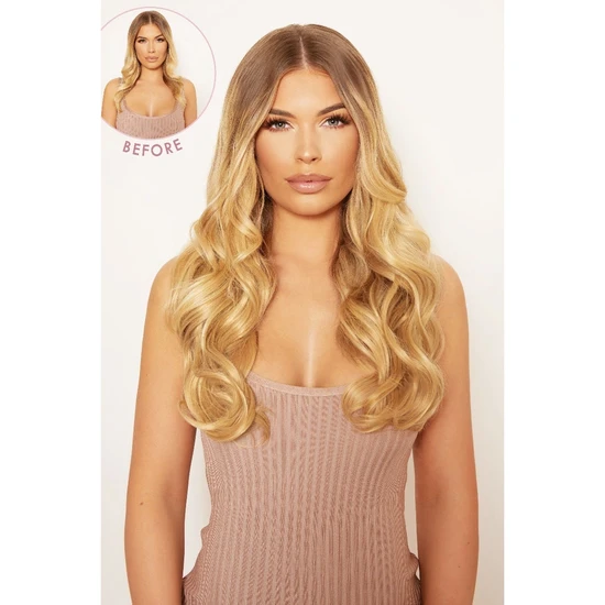 LullaBellz Thick 16" 1 Piece Curly Clip In Hair Extensions Bleach Blonde