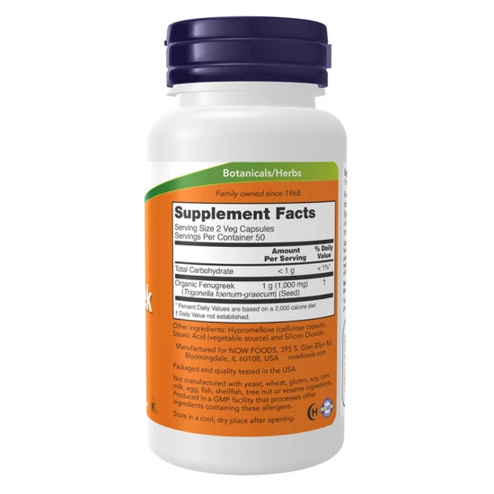 NOW Foods Fenugreek 500mg Capsules 100 Capsules
